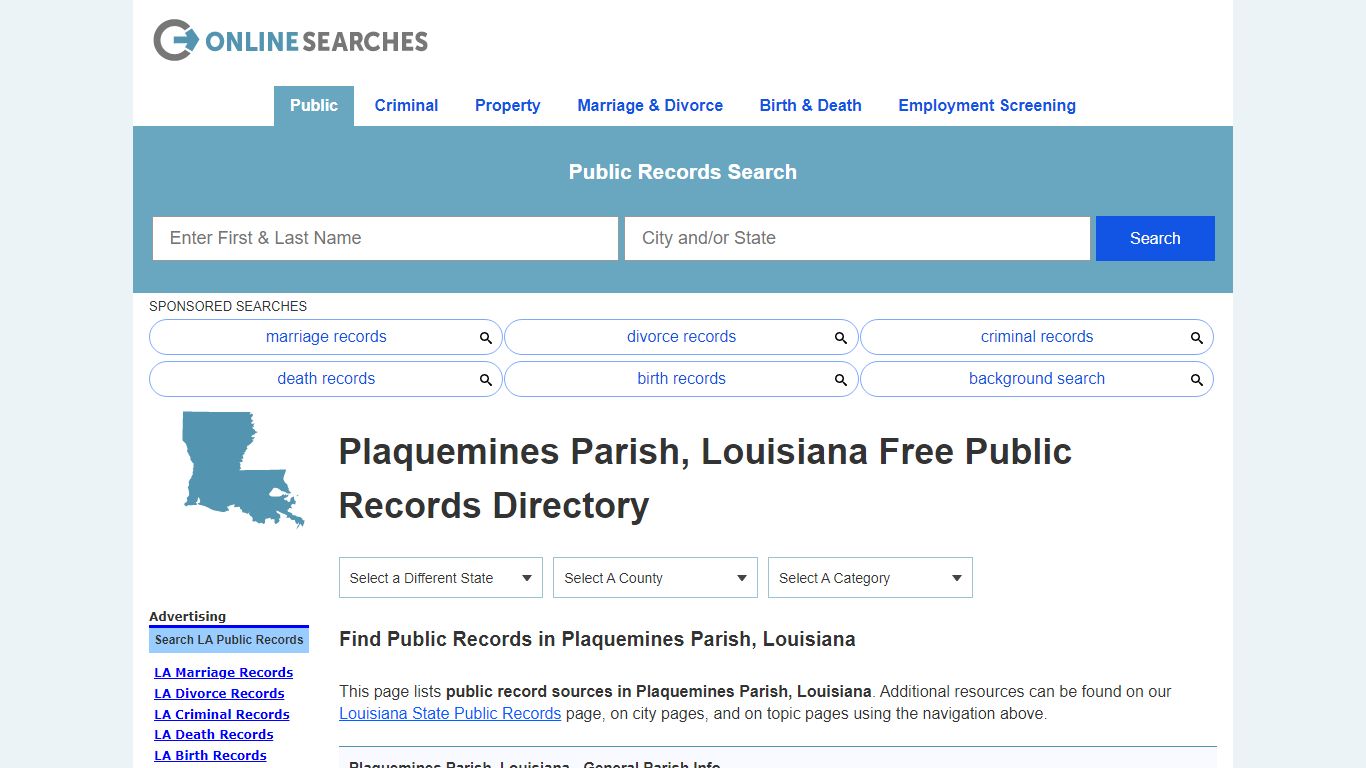 Plaquemines Parish, Louisiana Public Records Directory