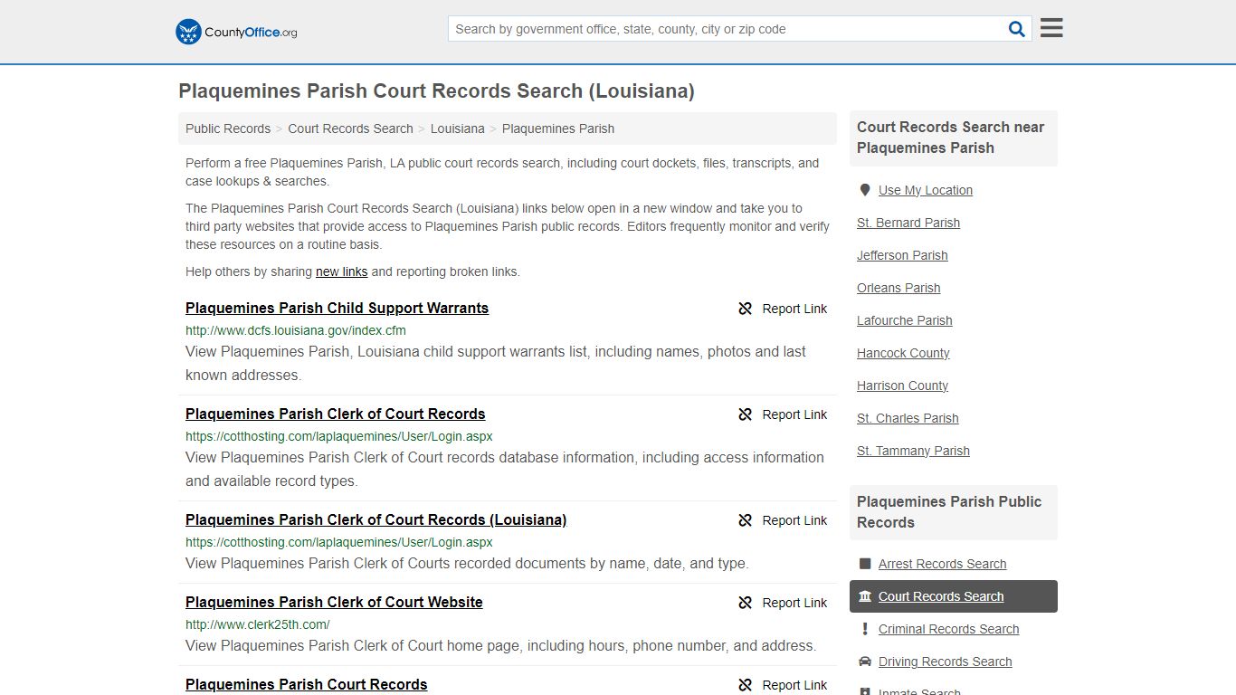 Plaquemines Parish Court Records Search (Louisiana) - County Office